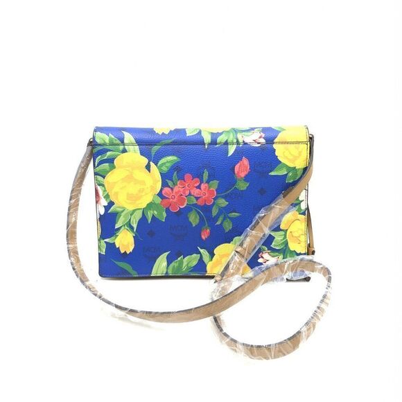 RARE NWOT MCM Blue Visetos Paradiso Floral Crossbody Bag - Picture 5 of 12